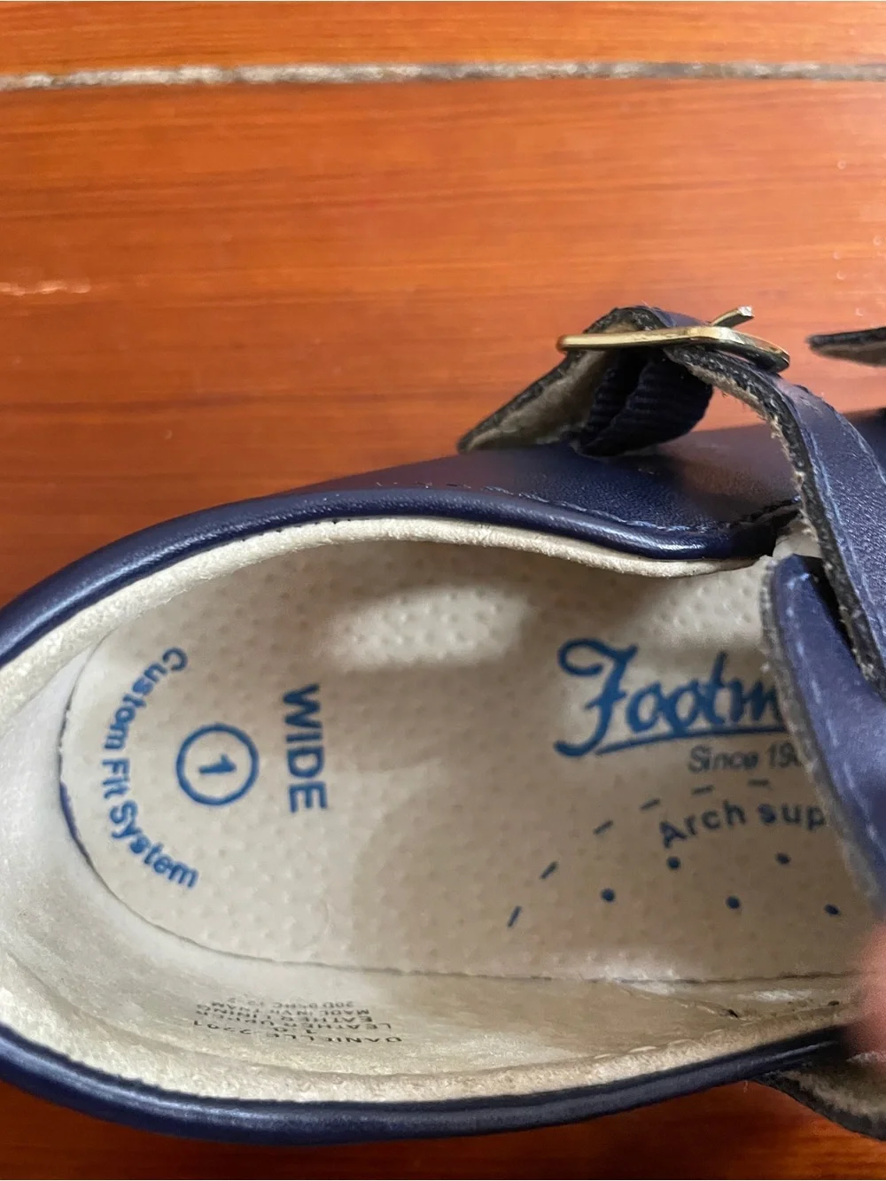 Footmates Danielle Navy Double Strap Mary Jane Shoes Size Girls 1 Wide 💛🎀